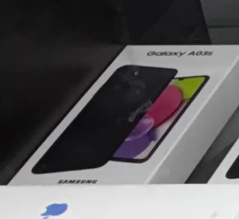 Samsung Galaxy A03s box in the TIC Wireless display case