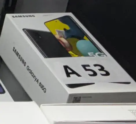 Samsung Galaxy A53 5G box in the TIC Wireless display case