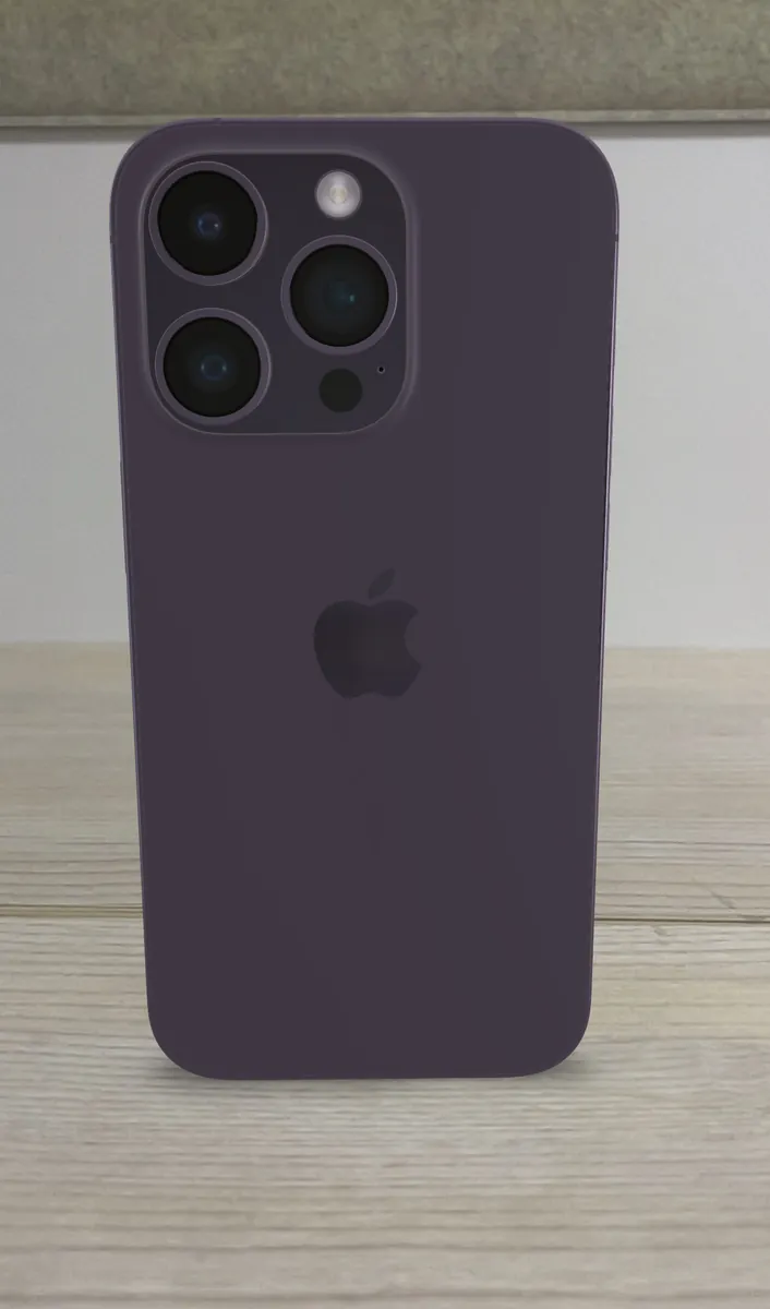 Back of an iPhone 14 Pro in Deep Purple