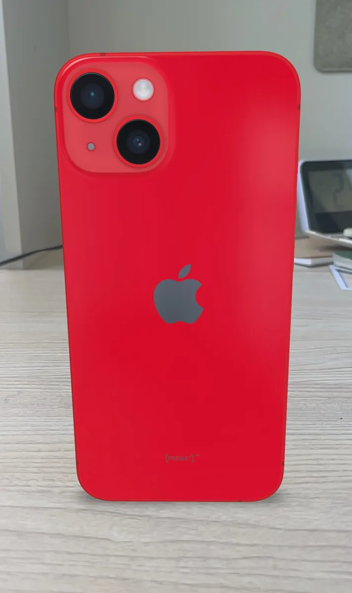 Back of an iPhone 14 in (PRODUCT)RED